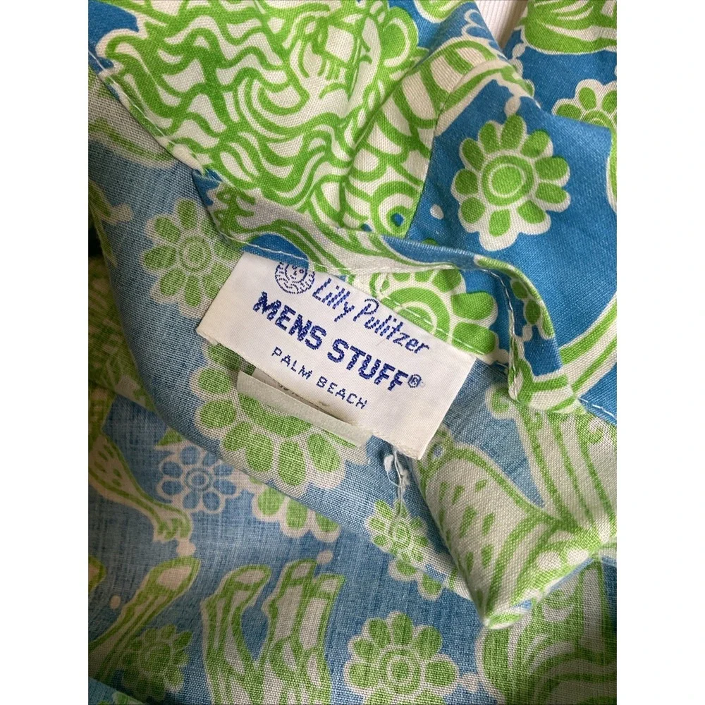 Rare 1960s Lilly Pulitzer Men's Stuff Bathrobe Size XL Mythological Palm Beach